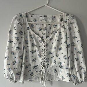 Reformation Floral 100% Linen Top